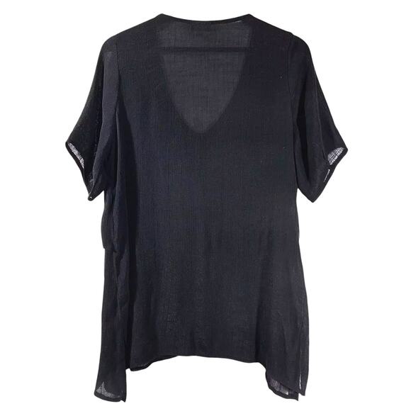 Avenue Mylah Layered Flutter Sleeve V-Neck Black Top 14/16 - Picture 2 of 8